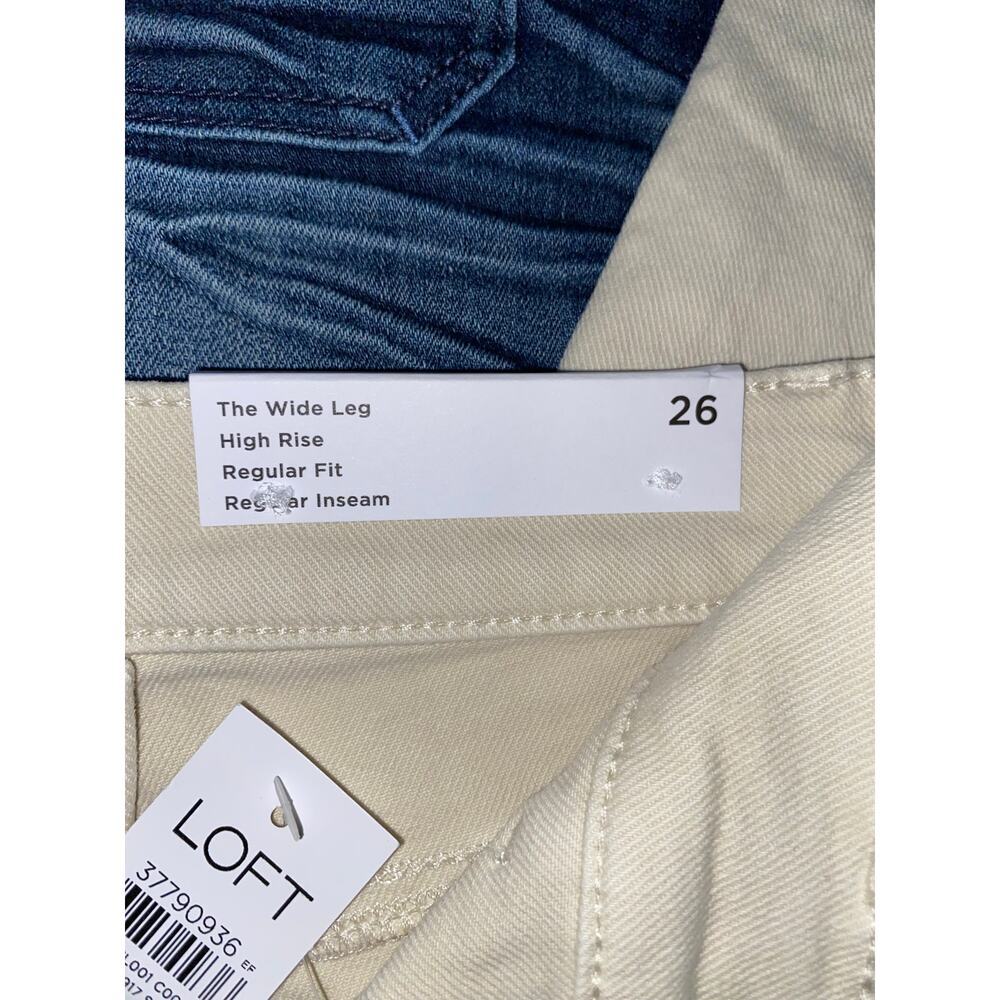 LOFT High Rise Wide Leg Crop Jeans Ivory Cream Denim Size 26 NWT - Picture 8 of 9